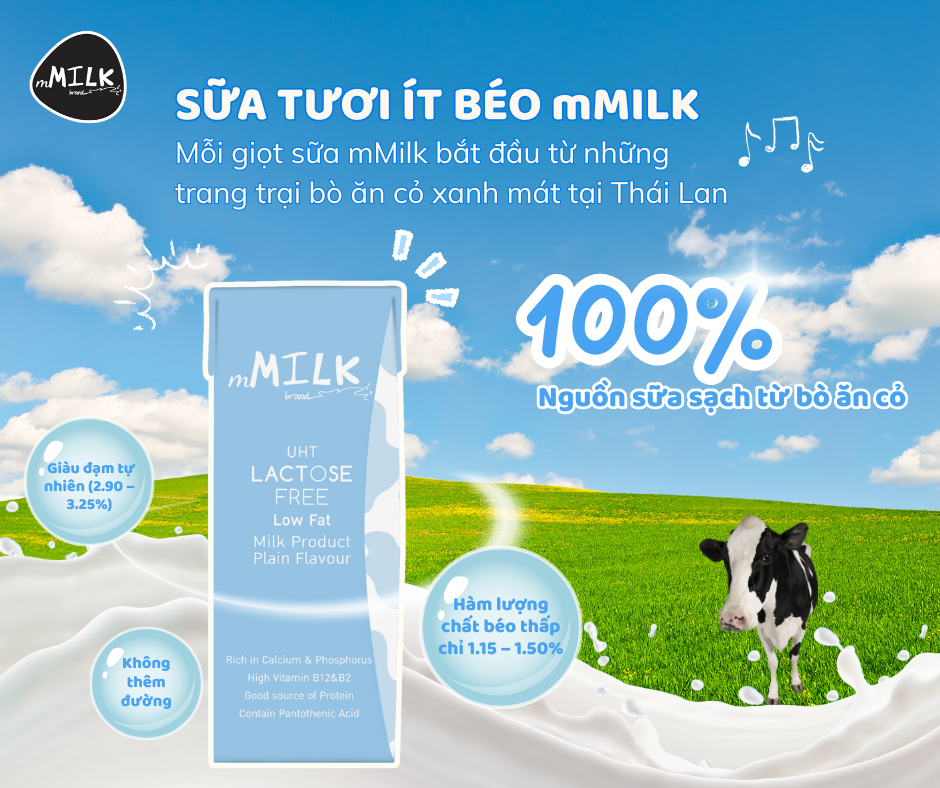 Sữa tươi ít béo Lactose Free mMilk