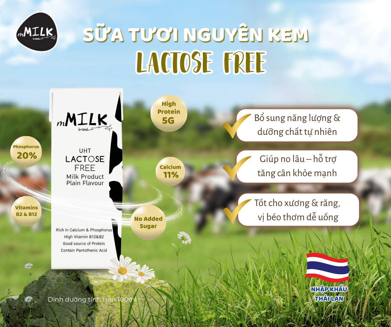 Sữa tươi nguyên kem Lactose Free mMilk